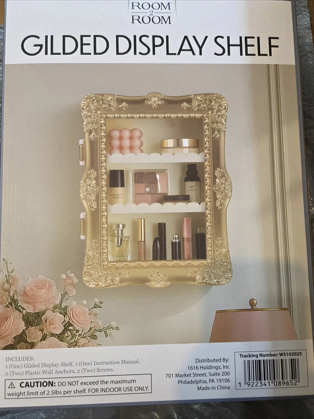 Room2Room Gilded Wall Display Shelf - Gold